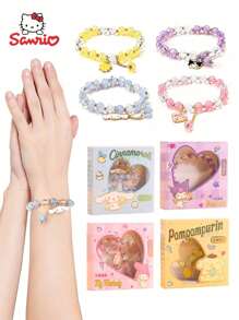 Sanrio 1Pc Sanrio Cute Hello Pendant Necklace Rhinestones Sweet Kitty Cat Kuromi Necklace My Melody Cinnamoroll Bracelet Set Birthday Gifts Cartoon Jewelry Accessories