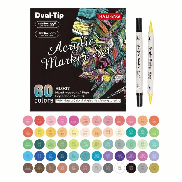 12/24/36 Farben Wasserbasierter Acryl Marker Set: Acryl Marker mit weicher Pinselspitze, geeignet für Felsmalerei, Holz, Stein, Glas, Stoffmalerei, DIY-Kunsthandwerks-Zubehör Schulmaterial, Rückkehr zur Schule