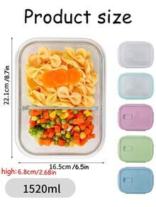 带盖半份食物储存容器，可微波加热的玻璃便当盒，适合返校、大学、学习、厨房整理和家庭使用的餐食准备容器，可保持食物新鲜和温暖 - 彩色 - 查看 9