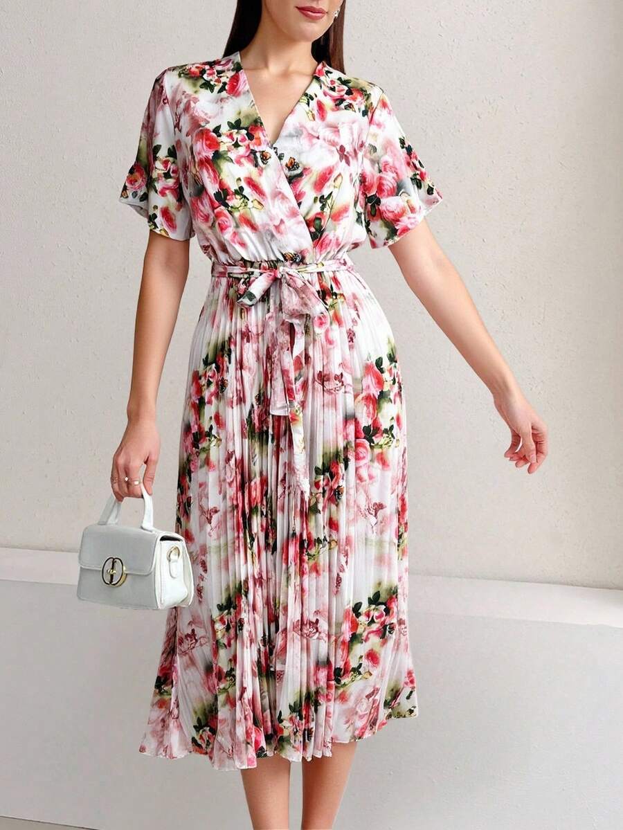 Vestido de Verano con Estampado 3D Floral para Mujer - Ideal para Vacaciones - Rosa - Ver 1