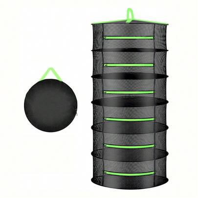 Herb Drying Rack In Mesh Design For Efficient Air Circulation, Hanging Kitchen And Garden Accessory, Ideal For Air-Drying Basil Thyme Rosemary Mint And Other Herbs; Durable Plant Drying Rack With Green Zipper Closure, Lightweight Portable Hanging Drying Rack For Indoor Or Outdoor Use; Space-Saving, Easy Assembly, Breathable Mesh Panels That Promote Fresh, Flavorful Dried Herbs And Aesthetic Green Zipper Accent