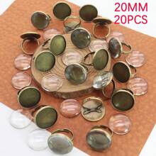 20pcs Minimalist Bronze Tone Metal Ring Base Settings Fit 1.2/1.4/1.6/1.8/2.0cm Adjustable Ring Sizer, Blank Ring Base With Round Clear Rhinestone