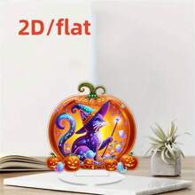 2D Flat Special Shape Crystal Diamond Painting Kit, Single-Sided Halloween Pumpkin & Cat Theme Decor, Acrylic Home Decoration Display Plaque, Handmade Craft, Holiday Gift, Suitable For Bedroom, Office, Living Room, Study Desk
