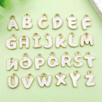 10/26pcs Colorful Letter Charms Bulk Alphabet Shape Charm Lowercase Alloy Enamel English Initial Charms For Jewelry Making Charms Supplies DIY Craft Necklace Bracelet Earring Crafting