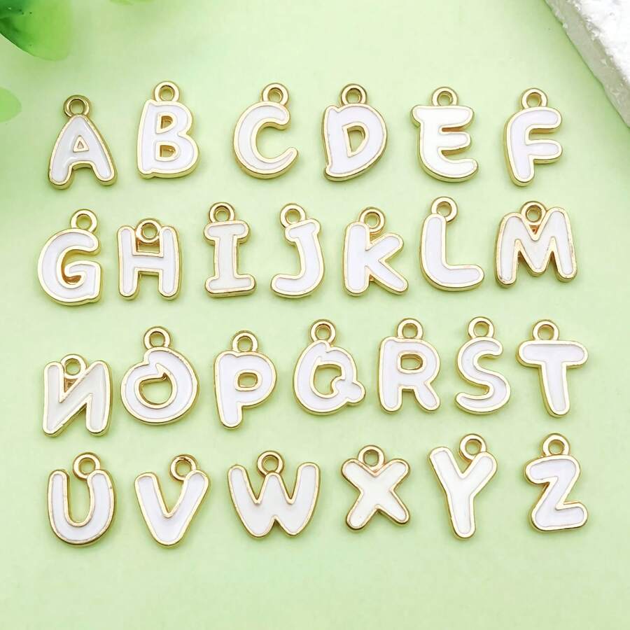 10/26pcs Colorful Letter Charms Bulk Alphabet Shape Charm Lowercase Alloy Enamel English Initial Charms For Jewelry Making Charms Supplies DIY Craft Necklace Bracelet Earring Crafting