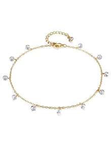 [Brillo lujoso] Tobillera de mujer de plata de ley 925 totalmente pavimentada con circonita cúbica, joyería para los pies con cadena de flecos de moda, versátil para uso diario, citas, fiestas y regalos de cumpleaños para novias