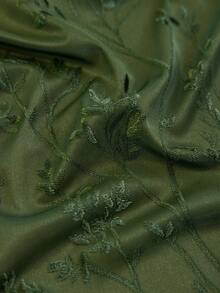 1 件提花雪尼尔面料现代提花薄纱窗帘 - 日式亚麻风格，杆袋设计，适用于客厅和卧室 - 透明滤光窗帘，客厅窗帘，卧室窗帘 - 墨綠色 - 查看 4