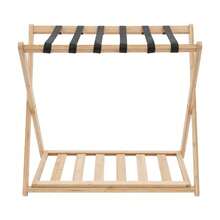For Guest Room Folding Luggage Rack Luggage Rack 2 Pack Luggage Rack - Bamboo Wood Color - View 2