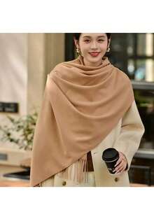 Stylish Casual Winter Scarf 230g With Fringes - Lạc đà - Xem 3