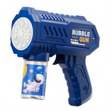 Pistola de burbujas con estilo mecánico de 10 orificios, creador automático de burbujas con luz LED, apropiado para juego con agua interior/exterior, fiestas y regalos de cumpleaños (pilas y solución de burbujas no incluidas)