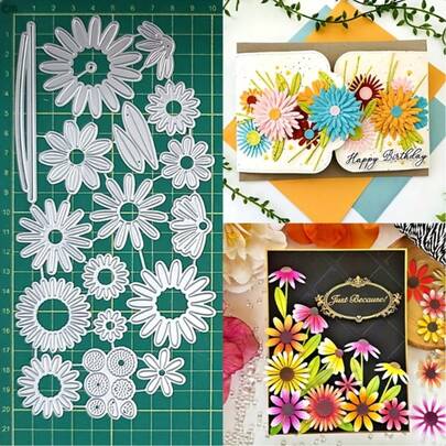 Carbon Steel Flower Die Set, Mini Daisy Shaped Cutting Dies For DIY Paper Card Craft, Scrapbooking, Greeting Card Decoration And Home Decor Projects