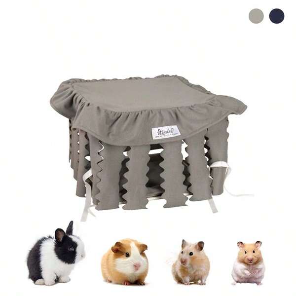 ITANDME Small Guinea Pig Hideout Bunny Beds Breathable Small Animal Bed & Small Rabbit Bed Machine Washable Soft Cushion Indoor Pet Summer House Habitat For Hamster Rat