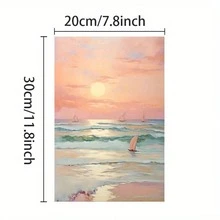 1pc Unframed Coastal Sunset Canvas Print Posters - Pink Beach Scenery With Sailboat, Modern Wall Arts For Living Room, Bedroom, Office, Waterproof, Perfect Gift And Decoration, Bedroom Wall Arts | Sunset Beach Scene | Art Wall Hanging, Beach Theme Decor - Multicolor - View 7