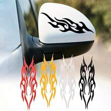 2pcs Flame Pattern Car Rearview Mirror Reflective Stickers, Decorative Adhesive Body Bumper Decals