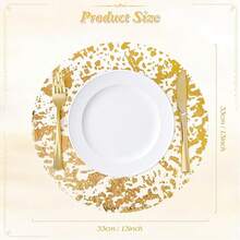 12/24/50/100/150 Stücke 33cm rundes Einweg-Besteck-Set in Goldfarbe, elegante Folie Tisch-Deko, geeignet für Hochzeit, Party, Veranstaltung, Weihnachten, Thanksgiving, Geburtstag, Abschluss, Candle-Light-Dinner, Valentinstag und Single-Party