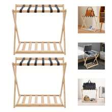 For Guest Room Folding Luggage Rack Luggage Rack 2 Pack Luggage Rack - Bamboo Wood Color - View 3