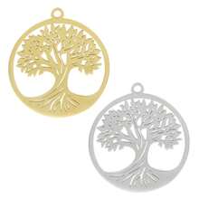 2pcs Fashionable 304 Stainless Steel Gold/Silver Plant & Flower Pattern Pendant, Vacuum Electroplated Durable Craft, Suitable For Necklace, Earrings, DIY Jewelry Making