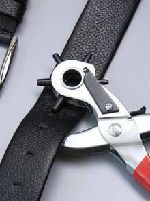 1pc 6-Hole Leather Punch Pliers, Leather Belt Hole Puncher, Punching Machine/Round Hole Puncher - Red - View 2