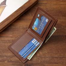 Men's Short Frosted Leather Wallet Multi-Slot Coin Pocket Photo Holder Small Men's Wallet For Men Wallet Mini Wallet Purse Wallet Men Wallet Leather Small Wallet