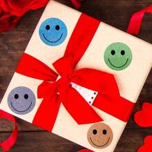 500 Shiny Foil Dot Smiling Face Stickers Per Roll, 0.98 Inches, 10 Color Blends, Waterproof Paper Labels, Suitable For Teacher Rewards, Gift Decoration
