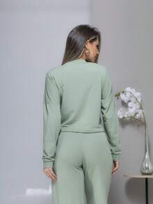 Sweatshirt Set Long Sleeve Blouse And Pants C3028 - verde menta - Ver 5
