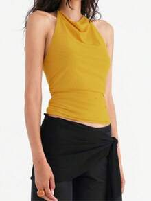 Áo hở lưng hở lưng thời trang sân bay Budhaul Fashion dành cho nữ mùa hè - Màu vàng - Xem 6