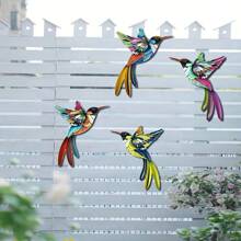 4pcs/Set 3D Metal Hummingbird Wall Decor, Vibrant Colorful Metal Garden Decor For Outdoor Patio