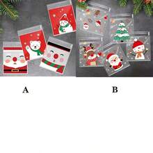 Environ 100 pièces de sacs à collation de Noël - Sacs à bonbons et biscuits avec motifs Père Noël, renne, bonhomme de neige et sapin, avec fermeture automatique, convenant pour cadeaux de Noël, décorations de bonbons de Noël, pyjamas de Noël, cadeaux de Noël, décorations de Noël