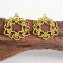 2pcs Fashionable 304 Stainless Steel Gold/Silver Plant & Flower Pattern Pendant, Vacuum Electroplated Durable Craft, Suitable For Necklace, Earrings, DIY Jewelry Making