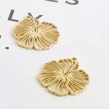 2pcs Fashionable 304 Stainless Steel Gold/Silver Plant & Flower Pattern Pendant, Vacuum Electroplated Durable Craft, Suitable For Necklace, Earrings, DIY Jewelry Making