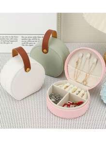 1pc Exquisite Jewelry Box, Creative Portable Ring, Ear Studs, Necklace And Earring Travel Jewelry Organizer, Simple Style.