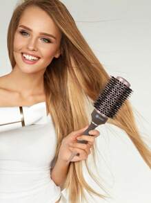1pc Stylance Nano Ionic Ceramic Hair Salon Brush With Nylon Pins & Boar Bristle Tapered Handle For Hairstyling