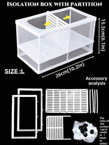 1pc Aquarium Fish Tank Isolation Box/Breeding Box/Tropical Fish Separation Mesh/Floating Injured Fish Protection Net - White - View 9