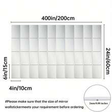 16PCS Pieces Of Acrylic Square Mirror DIY Decorative Mirror Modern Style Silver Self-Adhesive Removable Decorative Wall Stickers Suitable For Living Room, Dining Room, Bedroom, Bathroom, Party Decoration, Holiday Decoration Stickers