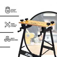 Mesa de Trabajo Portátil Plegable 9153 Adir | Banco Multiusos Resistente para Taller, Carpintería y Hogar - Café integral - Ver 4