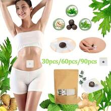 30/60/90pcs Ginger Slices & Pill Stickers - Easy-To-Use, Portable For Menstrual, Muscle & Joint, Cold & Symptoms - Natural Patches With Adhesive Patches, Ginger Supplement, Menstrual Patches, Simple Design, Easyapplication Patches