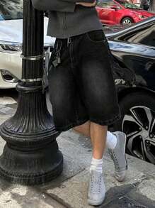 Teen Boys' Vintage Washed Loose Denim Shorts