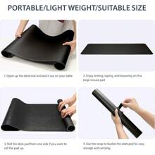 Desk Pad Protector Mat - Dual Side PU Leather Desk Mat Large Mouse Pad Waterproof Desk Organizers Office Home Table Decor Gaming Writing Mat Smooth (Black/Black,  31. 5" X 15. 7")