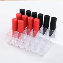 24-Compartment Transparent Lipstick Storage Box, 24-Compartment Transparent Plastic Lipstick Storage Box, Countertop Cosmetics Storage, Lightweight Acrylic Cosmetics Storage Box Back To School Bathroom Accessories