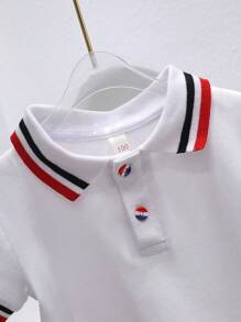 2pcs/Set Girls Summer Outfit, Include Loose Skirt And Striped Polo Shirt, Suitable For Young Girl, Party, Sports Events