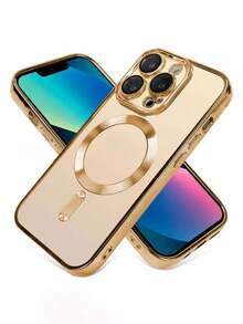 1 件亮面电镀磁性镜头保护壳适用于 11 12 13 14 15 16 Pro Pro Max、Galaxy A54 S22 S23 24 25 Ultra、A54、A55、A16、S20P、S20U、Note10、Note20U、A36、A35、A34、S26、A25、A24、A15、A14、A06、A05、A05S，支持无线充电 - 金色 - 查看 5