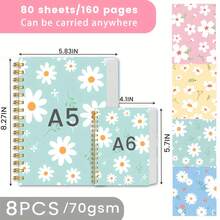 Local Delivery-School And Office Supplies For Students, Faculty, Gifts, Mother's DAY Gift, Back-To-School Season, Travel-Size [Cute Notebook] 8pcs Cute Mini Spiral Women's Notebook | A6/4.1*5.7in, College Rule, - 4 Colors - 查看 3