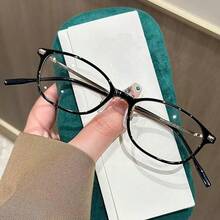 韩国时尚棕色小框老花镜女款超轻高清老年人眼镜+100-+400 - 白色 - 查看 12