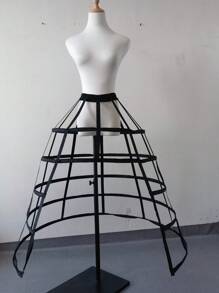 Black 5 Hoops Floor-Length Front Split Crinoline Petticoats Underwear Waistband Underskirt For Ballgown Wedding Dress