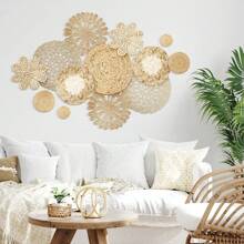 Style Of 1/13 Boho Wall Basket Decor Woven Rattan Flat Wall Baskets Handmade Boho Wicker Bamboo Seagrass Wall Hanging Decor For Bedroom Living Room Dining Room Office Ready To Hang(Plain)