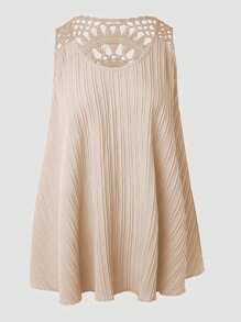 Women's Summer Solid Color Versatile Embroidered Hollow-Out Camisole, Woven Fabric 120g