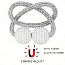 2 Fake Pearl Magnetic Curtain Straps, Curtain Strap Fixed Decorative Rope, Easy To Install Strap Design Suitable For Home And Office Curtain Fixing