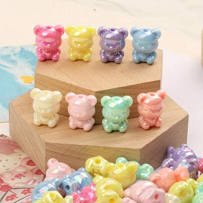 20 Acrylic Cute 3D Bear Charms - DIY Jewelry, Crafts & Sewing Supplies, Mobile Phone Chain Bead Material Jewelry Accessories