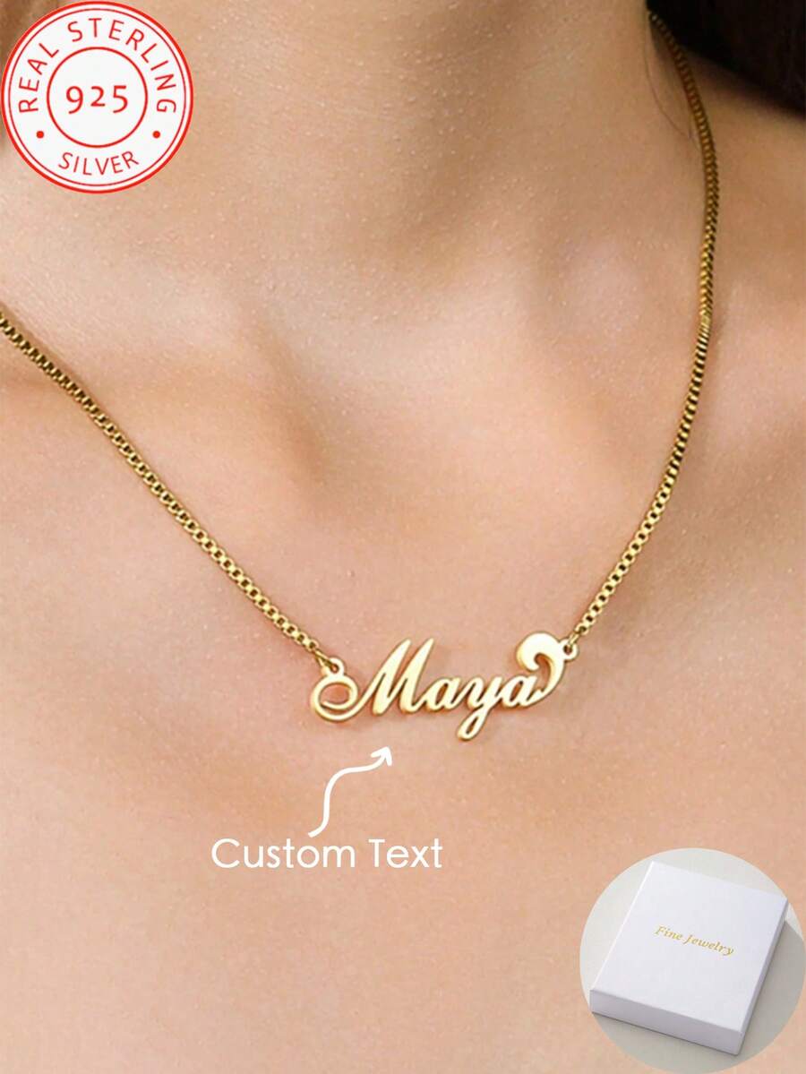 Dây chuyền mặt chữ cái tên thời trang đơn giản tùy chỉnh bằng bạc 925, thời trang và cổ điển, có thể tùy chỉnh cho bạn bè, đối tác và thành viên gia đình với tên tiếng Anh, phong cách sống động, phụ kiện trang sức hàng ngày chất lượng cao và đa năng, đây là món quà bất ngờ cho gia đình, bạn bè và đối tác vào dịp Giáng sinh, Lễ tạ ơn, Ngày lễ tình nhân, Ngày của mẹ, Sinh nhật và Mùa tựu trường - Nhiều màu - Xem 1