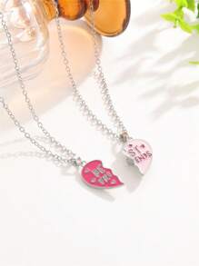 2 pièces Collier de meilleurs amis, collier magnétique de couple BFF, pendentif en forme de cœur mignon, cadeau à la mode pour les filles, cadeau d'anniversaire